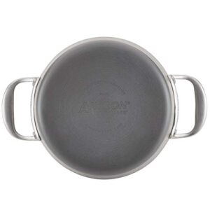 Anolon Allure Hard Anodized Nonstick Sauce Pan/Saucepan with Lid, 4 Quart, Gray