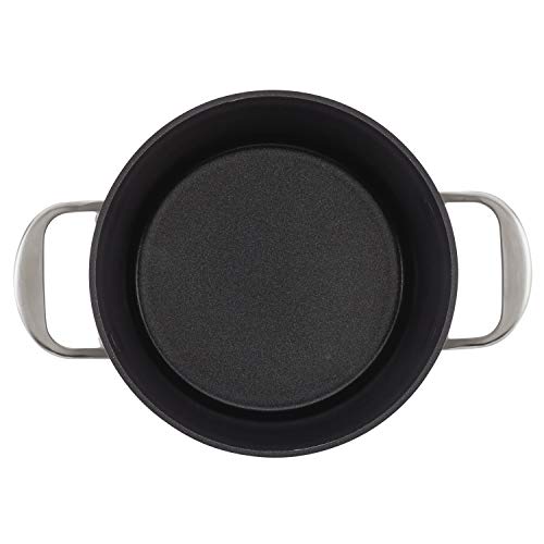 Anolon Allure Hard Anodized Nonstick Sauce Pan/Saucepan with Lid, 4 Quart, Gray