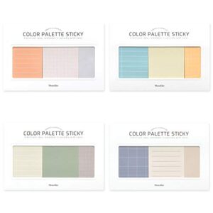 monolike color palette sticky plan 300 c set 4p - self-adhesive memo pad 50 sheets