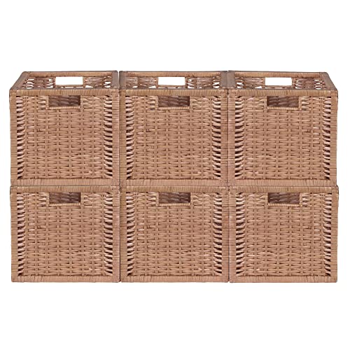 Niche Cubo Set of 6 Full-Size Foldable Wicker Storage Basket- Natural