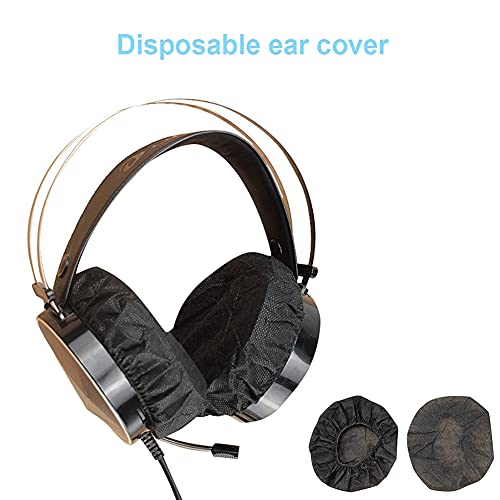 Tvoip 100Pcs Black Non-Woven Sanitary Headphone Ear Cover, Disposable Super Stretch Covers Washable, for Most On Ear Headphones Earpads (13 cm/ 5.12 Inch)