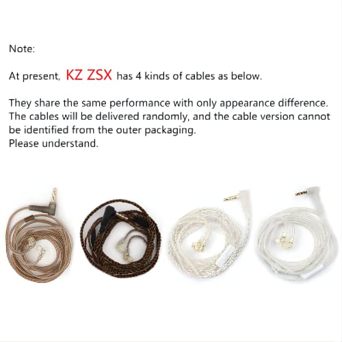 Linsoul KZ ZSX 5BA+1DD 6 Driver Hybrid in-Ear HiFi Earphones with Zinc Alloy Faceplate, 0.75mm 2 Pin Detachable Cable for Audiophile Musician (Without mic, Black)