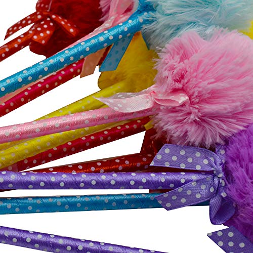 Maydahui 12PCS Pom Pom Ballpoint Pen Cute Kawaii Fluffy Ball Pens Bowknot Polka Dot Blue Gel Ink for School Girls Valentine's Day