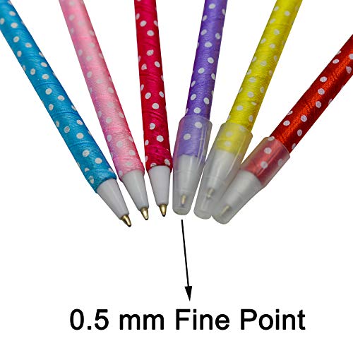 Maydahui 12PCS Pom Pom Ballpoint Pen Cute Kawaii Fluffy Ball Pens Bowknot Polka Dot Blue Gel Ink for School Girls Valentine's Day