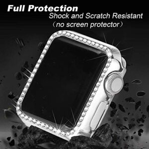 Secbolt 38mm Case Compatible with Apple Watch Band, Bling Full Cover Bumper Protective Frame Screen Protector for iWatch Series 3/2/1, Silver(38mm)