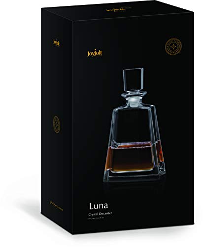 Luna Whiskey Decanter – 23 oz Crystal Modern Decanter – Small Liquor Decanter with Stopper – Booze Decanter for Whiskey, Bourbon, Brandy, Liquor, and Rum – Scotch Bar Container