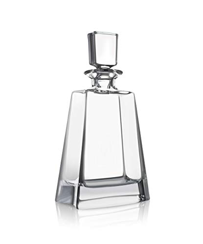 Luna Whiskey Decanter – 23 oz Crystal Modern Decanter – Small Liquor Decanter with Stopper – Booze Decanter for Whiskey, Bourbon, Brandy, Liquor, and Rum – Scotch Bar Container