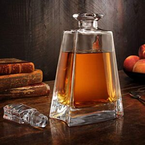 Luna Whiskey Decanter – 23 oz Crystal Modern Decanter – Small Liquor Decanter with Stopper – Booze Decanter for Whiskey, Bourbon, Brandy, Liquor, and Rum – Scotch Bar Container