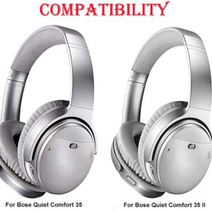 QC35 Replacement Ear Pads Ear Cushion Compatible with Bose Quiet Comfort 35 (QC35) and QuietComfort 35 II (QC35 II) Headphones (Silver)