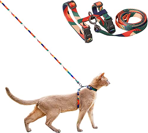 pidan Cat Harness and Leash Set, Cats Escape Proof - Adjustable Kitten Harness for Large Small Cats, Lightweight Soft Walking Travel Petsafe Harness（(Multicolor）