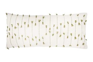creative co-op handwoven cotton blend lumbar pillow with tassels, green