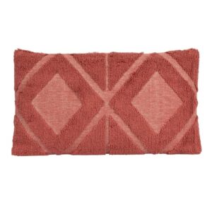 creative co-op coral cotton blend chenille lumbar pillows, 1 count (pack of 1), pink