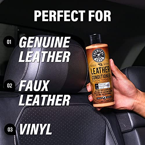 Chemical Guys SPI_109_16B Leather Cleaner and Conditioner Complete Leather Care Kit (2 - 16 fl oz Bottles) + ACC_S95 Long Bristle Horse Hair Leather Cleaning Brush, 1 Pack