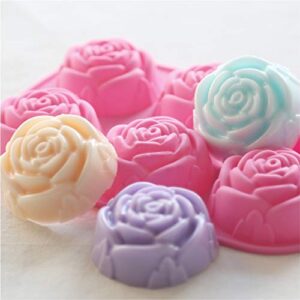 WANDIC Silicone Mold, 2 Pcs Rose Flower Decorating Mould, 6 Cavity Soap Making Mold Supplies for Soap Candle DIY Crafts