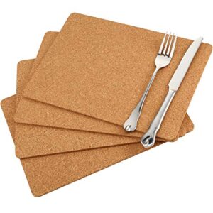 Cork Coasters Square Cork Large Coasters Pads Backing Sheets for Kitchen Restaurant Home Bar Cafe Wedding Supplies (11 x 8 Inch, 4 Pieces)