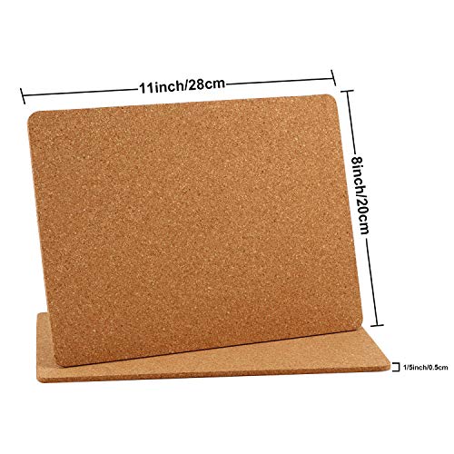 Cork Coasters Square Cork Large Coasters Pads Backing Sheets for Kitchen Restaurant Home Bar Cafe Wedding Supplies (11 x 8 Inch, 4 Pieces)