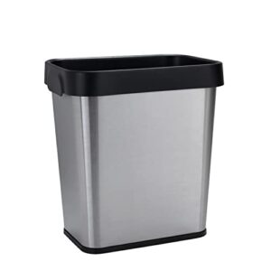 bath bliss 8 liter stainless steel waste bin | detachable rim hold bag in place | bathroom garbage | office trash can | rectangular wastebasket