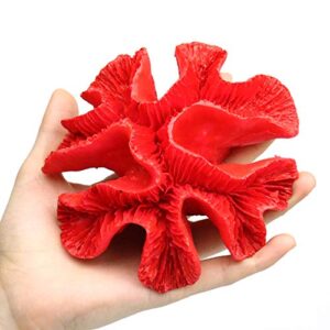 Danmu 1Pc of Polyresin Coral Ornaments, Aquarium Coral Decor 4 7/10" x 4 7/10" x 1 9/10" for Fish Tank Aquarium Decoration[Updated Version]