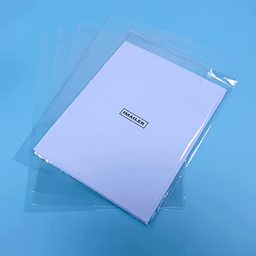 iMailer 200 Count - 9" x 12" Self Seal Clear Cello Cellophane Resealable Plastic Poly Bags for A4, Letter Sized Documents, Marketing Materials, Clothes