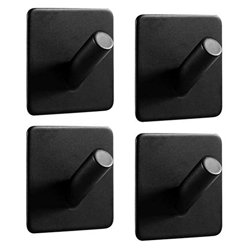 ShineMe Wall Hooks Heavy Duty, Self Adhesive Hooks Stick on Towel Hooks for Bathroom and Kitchen - Waterproof Stainless Steel Hooks for Hanging Coats, Keys, Hats, Robes (4 Pack)