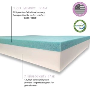 Sleep Touch Lavender Luxury -10inch, Made in USA, Gel-Infused Memory Foam Mattress & Pillows, CertiPUR-US Certified, Bed-in-a-Box (Eastern King)