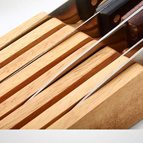 FEOOWV In Drawer Knife Organizer, Kitchen Wooden Knives Block Holder, Can Holds 9 Knives