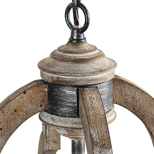 KSANA Rustic Chandelier, Farmhouse Light Fixture in Distressed Wood Finish, ORB Chandelier for Kitchen Island, Entryway, Dining Room, Bedroom