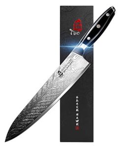 tuo chef knife - kitchen knives 10-inch high carbon stainless steel - pro chef vegetable meat knife with g10 full tang handle - black hawk s knives including gift bo