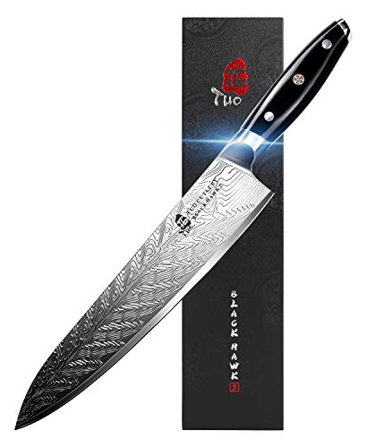 TUO Chef Knife - Kitchen Knives 10-inch High Carbon Stainless Steel - Pro Chef Vegetable Meat Knife with G10 Full Tang Handle - Black Hawk S Knives Including Gift Bo