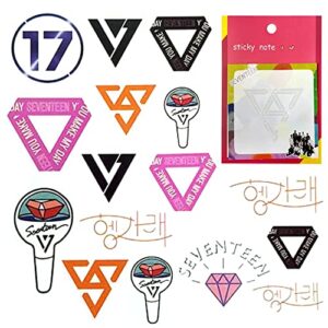 Fatyi Seventeen Gift Set for Lomo Card, Kpop Merch Sticker, 3D Sticker, Mirror, Sticky Note, Keychain, Badge, Pen, Banner and Phone Stand