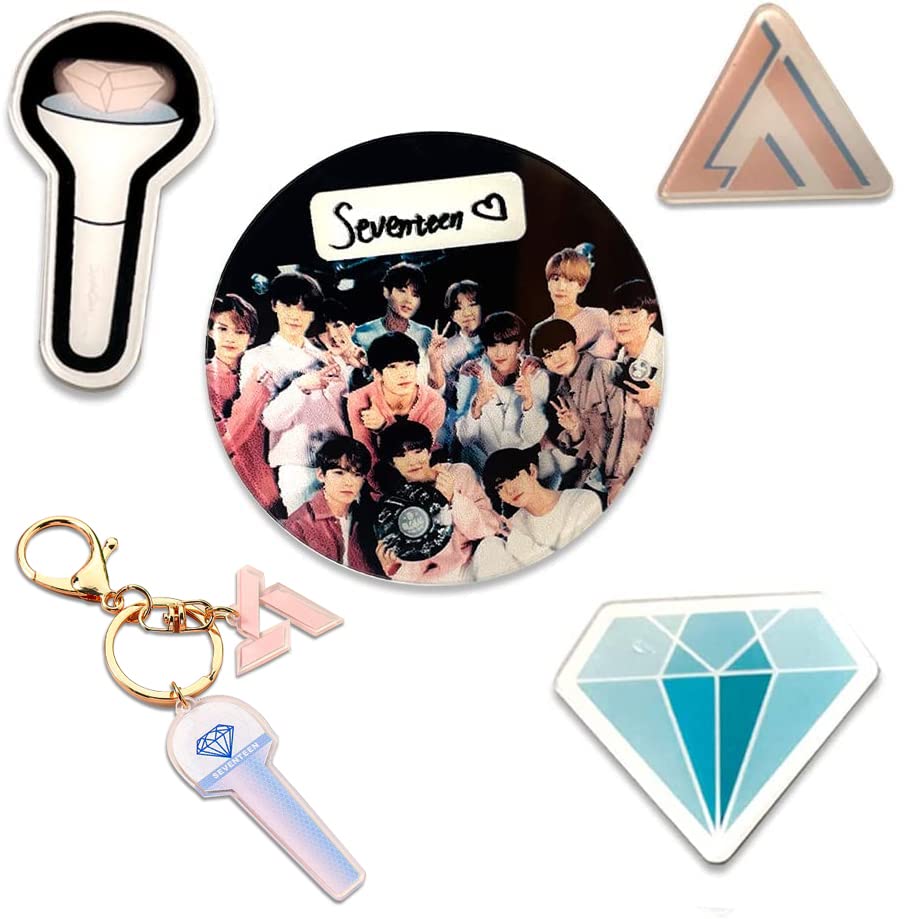 Fatyi Seventeen Gift Set for Lomo Card, Kpop Merch Sticker, 3D Sticker, Mirror, Sticky Note, Keychain, Badge, Pen, Banner and Phone Stand