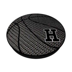 Basketball letter H black phone stand, initial H for men PopSockets PopGrip: Swappable Grip for Phones & Tablets