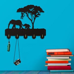 Elephant Family Key Holder Wall Art Decoration Wall Hooks Creative Coat Clothing Hook Acrylic Wall Hanger Wall Hook Indoor Wall Art Decor