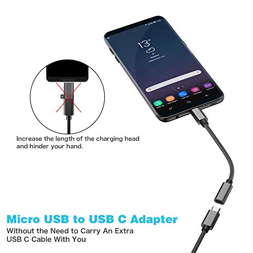 Micro USB to USB C Adapter,(2-Pack) Micro USB Female to USB Type C Male Convert Connector Fast Charging Compatible with Samsung Galaxy S23 S22 S21 S20 S10 S9 Note 10 9 8, LG V35 V30 G8 G7,Google,Moto