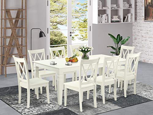 East West Furniture LGCL9-LWH-W, 9-Piece