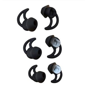 Silicone Ear Tip Earbud for Ear Tip QC20 QC20i QC30 Soundsport SIE2 SIE2i IE2 IE3 Earbud in-Ear Bluetooth Headphones (2 Pairs Black-M)