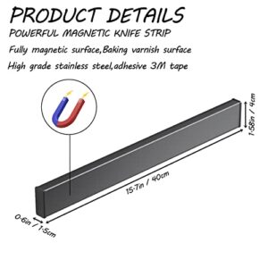 SUBTRACTION Magnetic Knife Strip,No Drilling 16 Inch Stainless Steel Knife Holder,Space-Saving Knife Rack/Knife Bar,Kitchen Knife Storage Organizer,black 1.