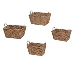 ehemco water hyacinth wicker storage rectangular baskets, set of 4, natural