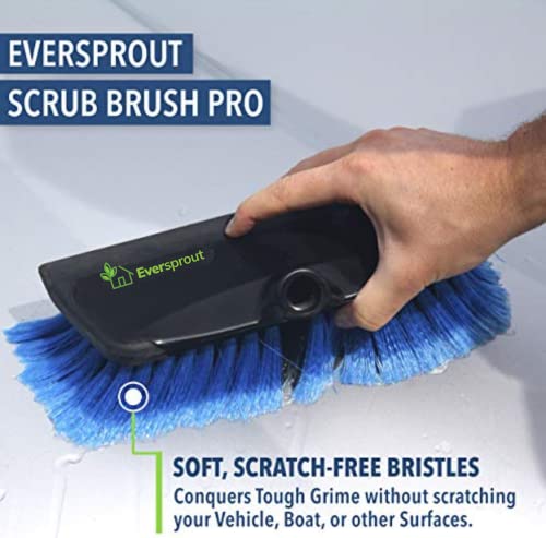 EVERSPROUT 1.5-to-3 Foot Scrub Brush | Built-in Rubber Bumper | Lightweight Extension Pole Handle | Soft Bristles wash Car, RV, Boat, Solar Panel, Deck | Shower Brush for Cleaning | Floor Brush