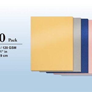 Metallic Paper - 100-Pack Assorted Shimmer Paper, Paper Crafting Supplies, Perfect for Flower Making, Ticket, Invitation, Stationery, Scrapbook, Printer Friendly, 80lb Text, 5 Colors, 8.5 x 11 Inches