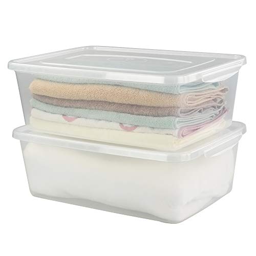 Anbers 16 Quart Clear Latching Storage Containers with Lid, Plastic Storage Box, 2 Packs