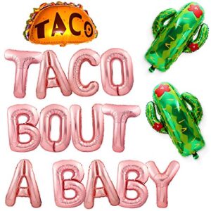 rose gold taco bout a baby balloons banner sign for mexican fiesta decorations and party supplies - gender reveal baby shower rose gold letter balloons