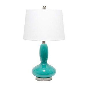 elegant designs lt3315-tel contemporary curved glass table lamp, teal