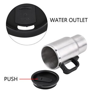 Car Electric Mug, 12V 450Ml Electric Incar Stainless Steel Travel Heating Cup Coffee Tea Car Cup Mug Travel Car Kettle For Heating Water, Coffee, Milk And Tea With Airtight Lid, Auto Charger Car E
