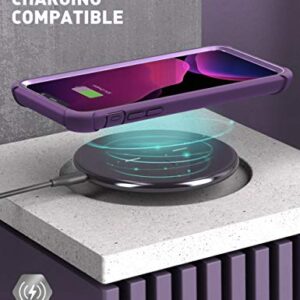 i-Blason Ares Case for iPhone 11 6.1 inch (2019 Release), Dual Layer Rugged Clear Bumper Case with Built-in Screen Protector (Purple)