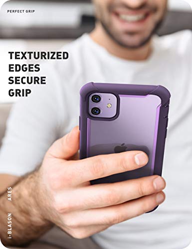 i-Blason Ares Case for iPhone 11 6.1 inch (2019 Release), Dual Layer Rugged Clear Bumper Case with Built-in Screen Protector (Purple)