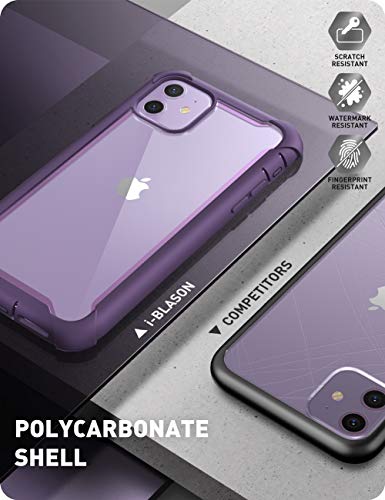 i-Blason Ares Case for iPhone 11 6.1 inch (2019 Release), Dual Layer Rugged Clear Bumper Case with Built-in Screen Protector (Purple)