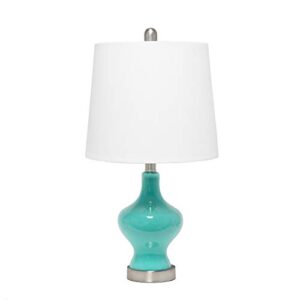 elegant designs lt3317-tel glass gourd shaped table lamp, teal