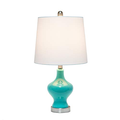 Elegant Designs LT3317-TEL Glass Gourd Shaped Table Lamp, Teal