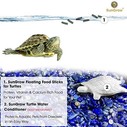 SunGrow Floating Food Sticks for Aquatic Turtles, Newts and Frogs, Balanced Meal for Strong Bones and Shells, Zip-Lock Packaging, 7 Ounce